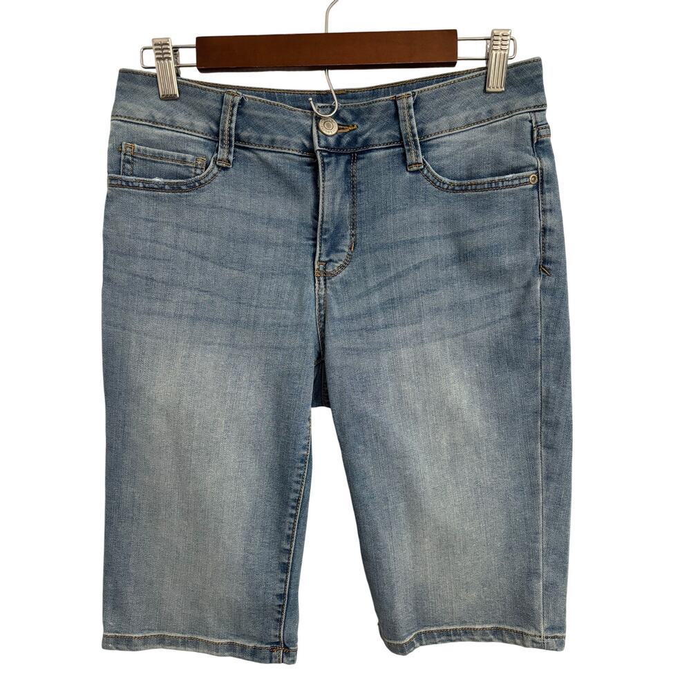 St John's Bay Women's 4 Bermuda Denim Shorts‎ Light Wash Country Western Cowgirl